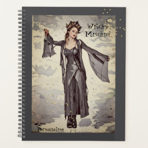 Pretty Witchy Mischief Fun Quote Grey Journal  Planner