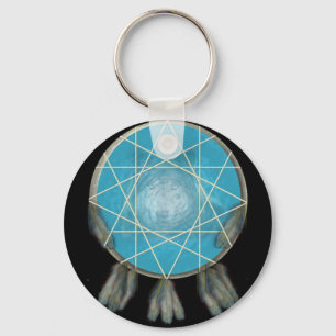 Pretty Wolf Dream Catcher Keychain