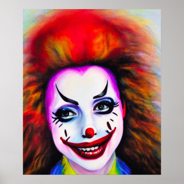 Pretty Woman Clown AI Art Poster (Front)