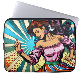 Pretty Woman Dancing Salsa Pop Art Laptop Sleeve