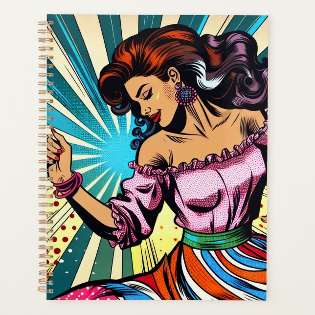 Pretty Woman Dancing Salsa Pop Art Planner (Front)
