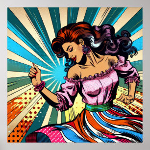 Pretty Woman Dancing Salsa Pop Art Poster