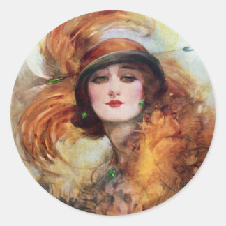Pretty Woman Flapper Fashion 1920s Classic Round Sticker