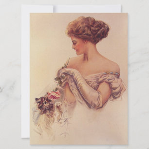 Pretty Woman Holding a Kitten Card