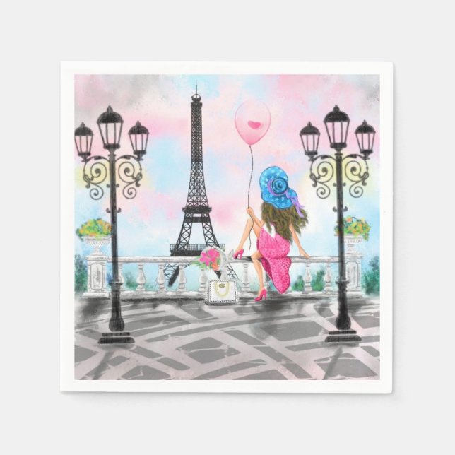 Pretty Woman In Paris Napkins Eiffel Tower (Front)