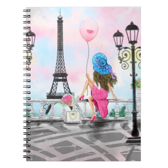 Pretty Woman In Paris Notebook with Eiffel Tower (Front)