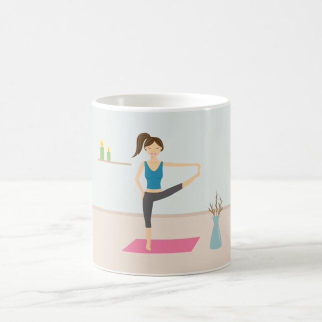 Pretty Woman Practising Yoga In A Stylish Room Coffee Mug (Center)