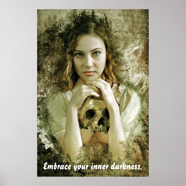 Pretty woman with skull poster (Front)