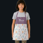 Pretty Woodland Forest Pattern Girls Chef Training Apron<br><div class="desc">This pretty personalised apron features a pattern of woodland forest rabbits and trees, with the top being a solid greyed purple. Easy to customise for a unique gift, perfect for the young chef or baker! For product or design requests, please contact me (Tracey) at orabellaprints@outlook.com. See a matching personalised recipe...</div>