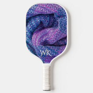 Pretty Wool Mixed Purple and Blue Monogram Pickleball Paddle