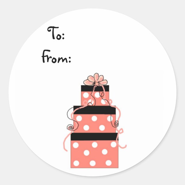 Pretty Wrapped Packages in Pink and Brown Classic Round Sticker (Front)