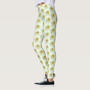 Pretty Yelllow Sunflower Pattern Leggings