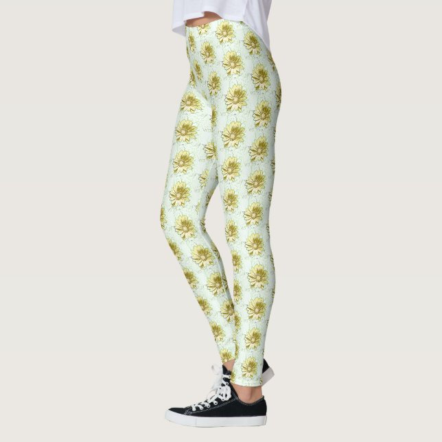 Pretty Yelllow Sunflower  Pattern Leggings (Left)