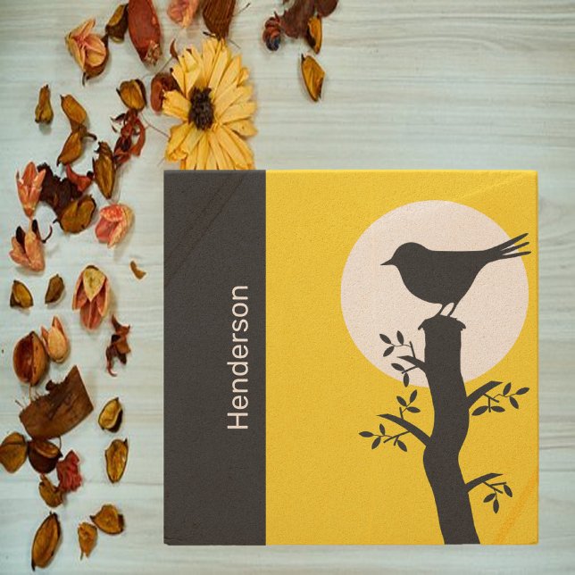 Pretty Yellow and Black Zen Bird Stone Coaster (Creator Uploaded)