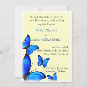Pretty yellow and blue Wedding Invitation