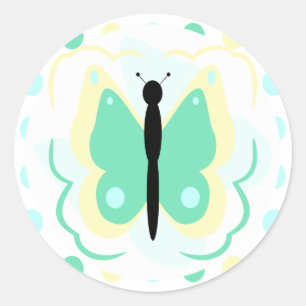 Pretty Yellow And Green Butterfly Sticker