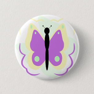 Pretty Yellow And Purple Butterfly Button