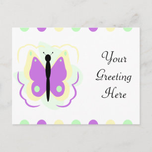Pretty Yellow And Purple Butterfly Postcard