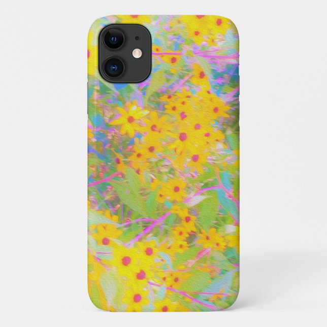 Pretty Yellow and Red Flowers with Turquoise Case-Mate iPhone Case (Back)