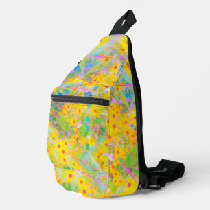 Pretty Yellow and Red Flowers with Turquoise Sling Bag