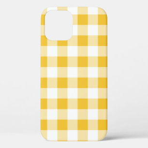 Pretty Yellow and White Buffalo Plaid Design iPhone 12 Pro Case