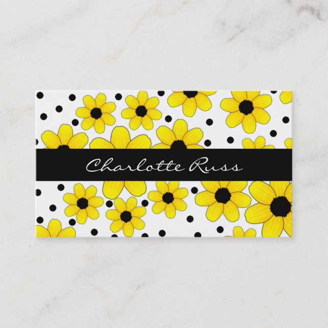 Pretty Yellow & Black Flowers Mummy Card (Front)