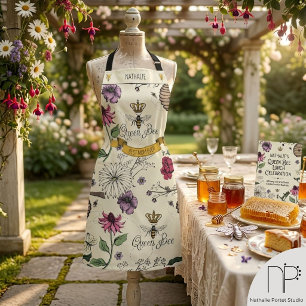 Pretty Yellow, Black & Gold Queen Bee Mothers Day Apron