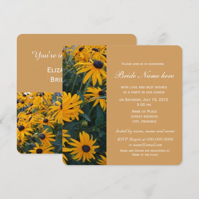 Pretty yellow colour daisy flowers bridal showers invitation (Front/Back)
