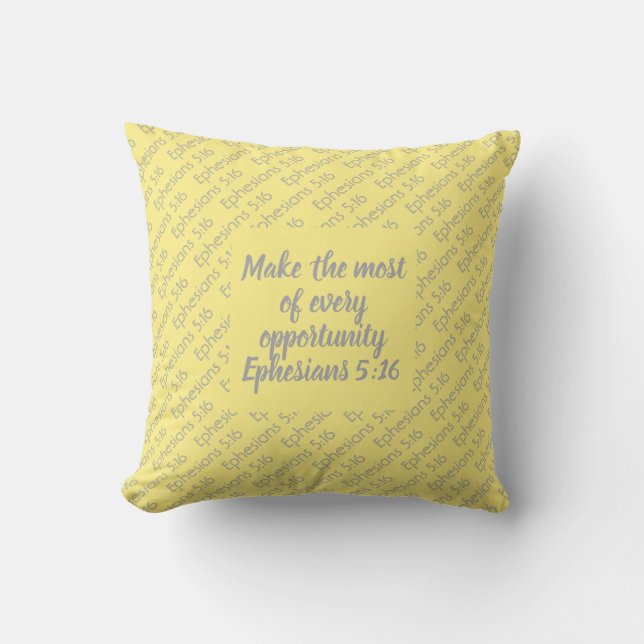 Pretty Yellow Customisable Christian Bible Verse Cushion (Front)