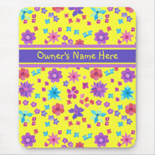 Pretty Yellow Customisable Flower-Power Mousepad