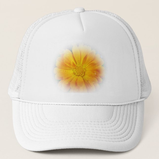 pretty yellow daisy flower trucker hat (Front)