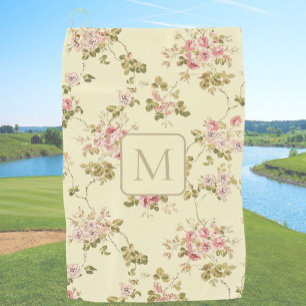 Pretty Yellow Floral custom monogram ladies Golf Towel