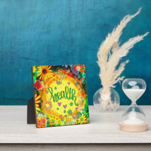 Pretty Yellow Floral Phone Inspirivity Health Plaque