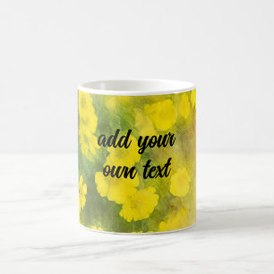pretty yellow flower nature art add your own text coffee mug