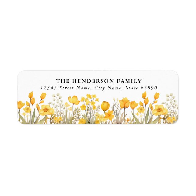 Pretty Yellow Flowers Return Address Labels (Front)
