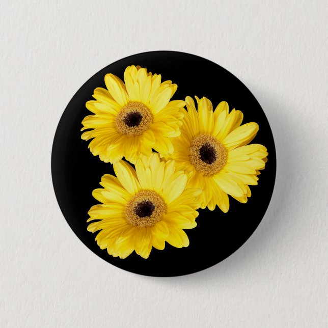 Pretty Yellow Gerber Daisy Close-Up Photographs 6 Cm Round Badge (Front)