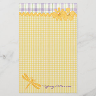 Pretty Yellow Gingham Custom Stationery