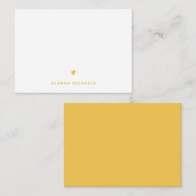 Pretty Yellow Heart and Name Card (Front/Back)
