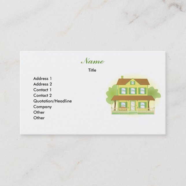 Pretty Yellow House Business Card (Front)