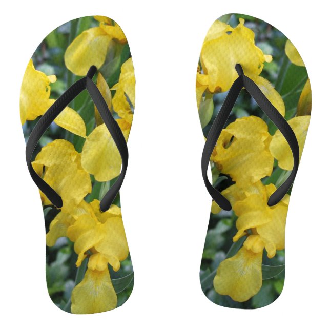 Pretty Yellow Irish Garden Flowers Thongs (Footbed)