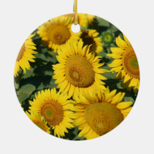 Pretty Yellow Kansas Sunflowers Ceramic Ornament