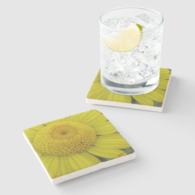 Pretty yellow marguerite stone coaster (Side)
