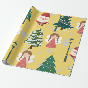 Pretty yellow pastel pattern girly Christmas gift  Wrapping Paper