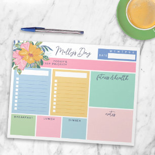 Pretty Yellow Pink Flowers Your Day To Do Lists Notepad