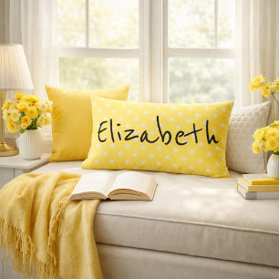 Pretty Yellow Polka Dots Lumbar Cushion
