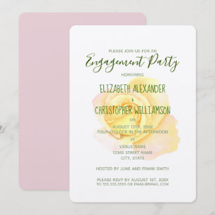 Pretty Yellow Rose Engagement Invitation