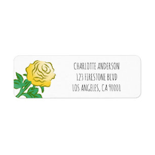 Pretty Yellow Rose Return Address Label