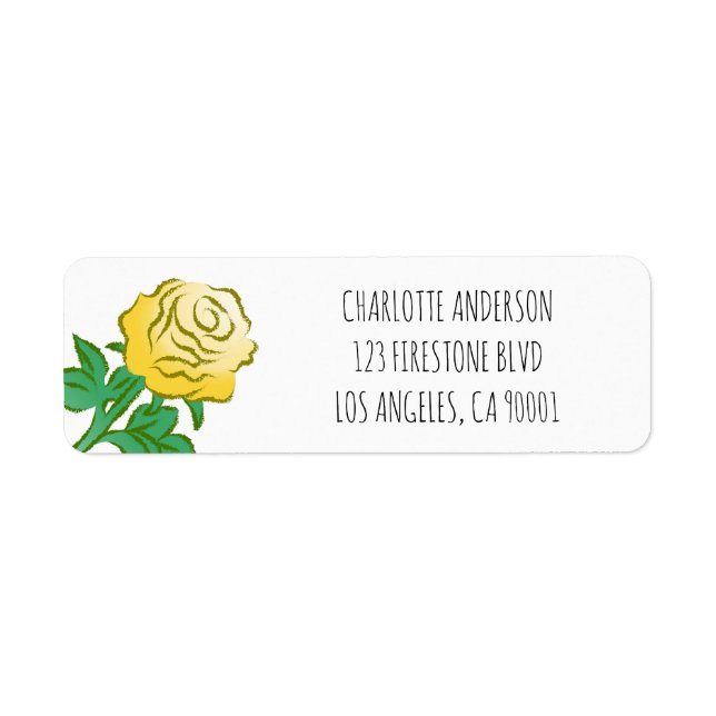 Pretty Yellow Rose Return Address Label (Front)