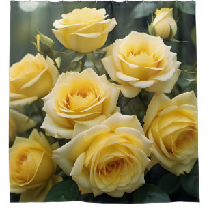 Pretty yellow roses garden picture shower curtain