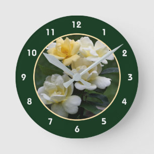 Pretty Yellow Roses Nature Round Clock